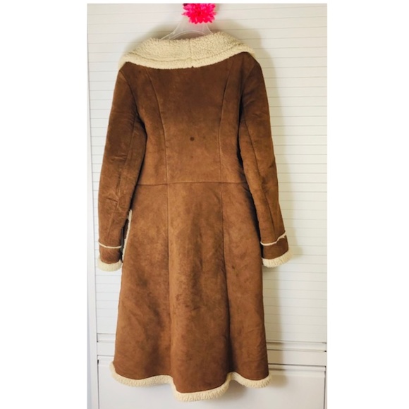 Maxima Wilsons Women Trim Suede Leather Long Coat - Picture 4 of 10